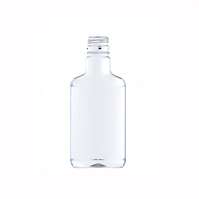 200ML CLEAR PET SYMMETRICAL LIQUOR FLASK FLASK WITH 28MM NECK DIAMETER