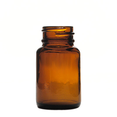 30CC AMBER WIDE MOUTH ROUND GLASS BOTTLE - 28-405 NECK