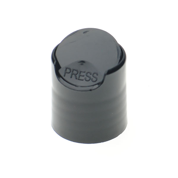 20- 410 BLACK SMOOTH SIDE SMOOTH TOP DISC TOP DISPENSING CAP - 0.270" X 0.110" ORIFICE-detail image