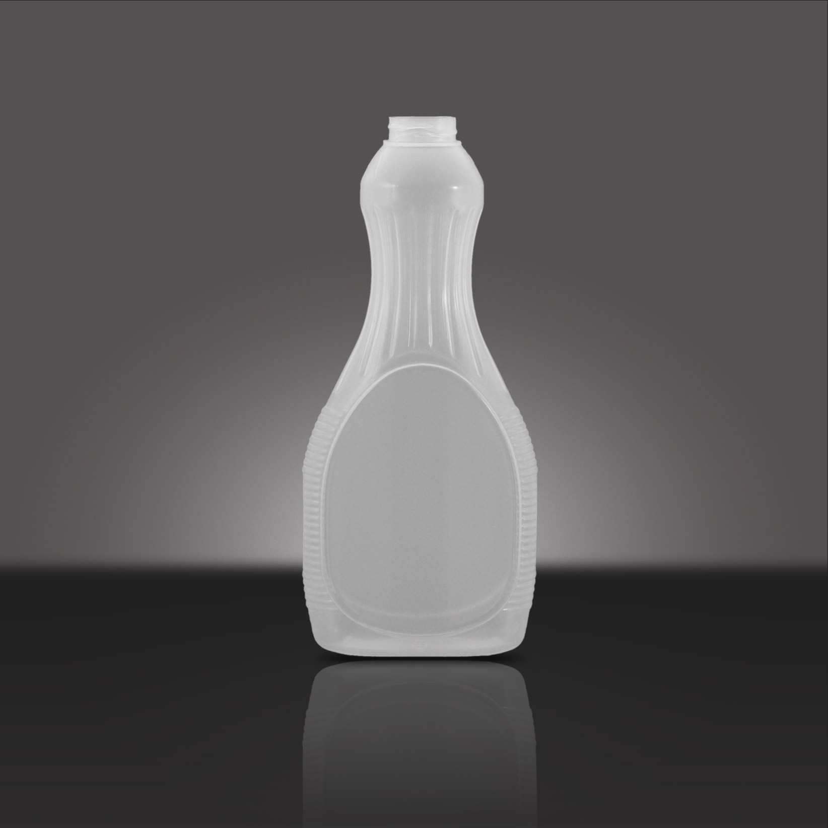 710 ML NATURAL PP RIBBED SYRUP OVAL WITH  33 - 400SP NECK FINISH