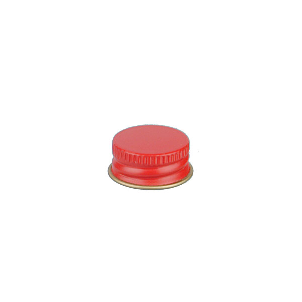 20-400 RED THREADS AND KNURLED EDGE TIN PLATE METAL SCREW CAP - NO LINER