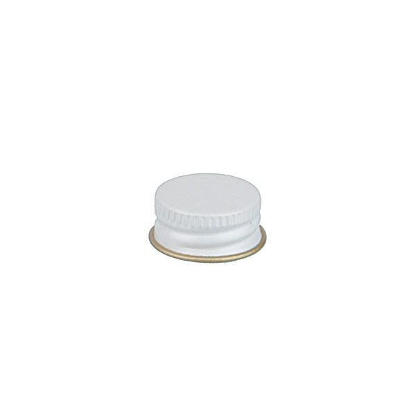 20-400 WHITE THREADS AND KNURLED EDGE TIN PLATE METAL SCREW CAP - PS22 PRINTED "SFYP" LINER