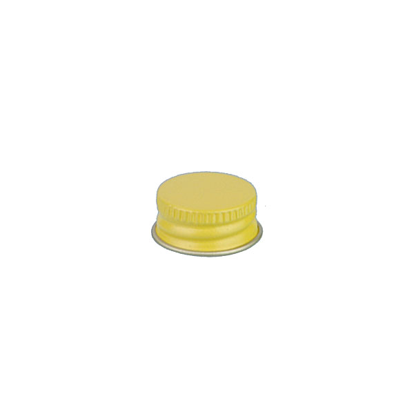 20-400 YELLOW THREADS AND KNURLED EDGE TIN PLATE METAL SCREW CAP - PULP AND VINYL LINER