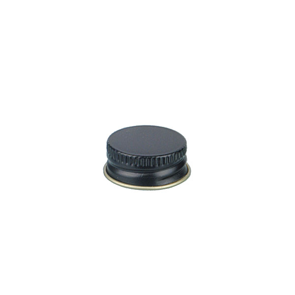 22-400 BLACK THREADS AND KNURLED EDGE TIN PLATE METAL SCREW CAP - PULP AND POLY LINER