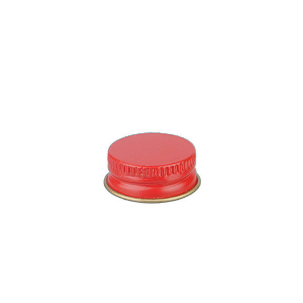 22-400 RED THREADS AND KNURLED EDGE TIN PLATE METAL SCREW CAP - HS035 PRINTED "SFYP" LINER