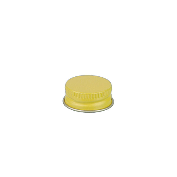 22-400 YELLOW THREADS AND KNURLED EDGE TIN PLATE METAL SCREW CAP - NO LINER