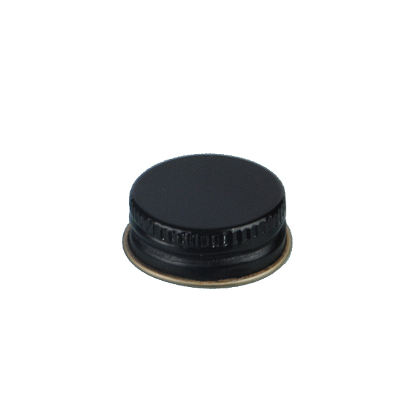 24-400 BLACK THREADS AND KNURLED EDGE TIN PLATE METAL SCREW CAP - F217 LINER