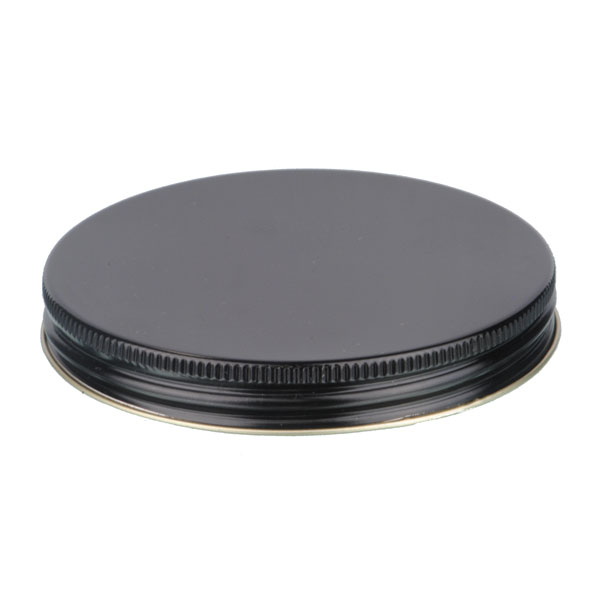 100-400 BLACK THREADS AND KNURLED EDGE TIN PLATE METAL SCREW CAP - PULP AND POLY LINER