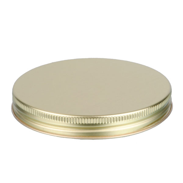 100-400 GOLD THREADS AND KNURLED EDGE TIN PLATE METAL SCREW CAP - PULP AND POLY LINER