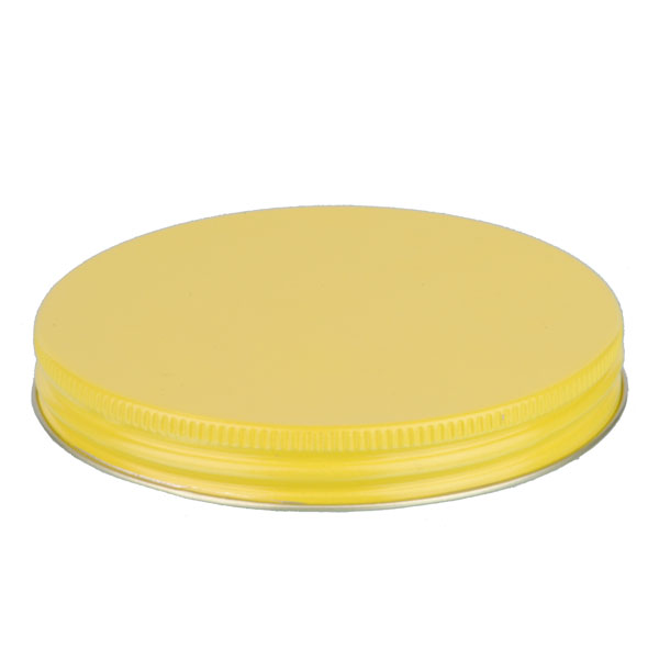 100-400 YELLOW THREADS AND KNURLED EDGE TIN PLATE METAL SCREW CAP - NO LINER
