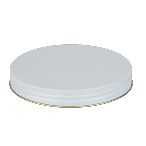 120-400 WHITE THREADS AND KNURLED EDGE TIN PLATE METAL SCREW CAP - PULP AND POLY LINER