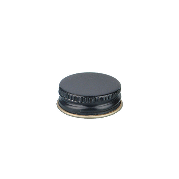 28-400 BLACK THREADS AND KNURLED EDGE TIN PLATE METAL SCREW CAP - PULP AND ALUMINUM LINER