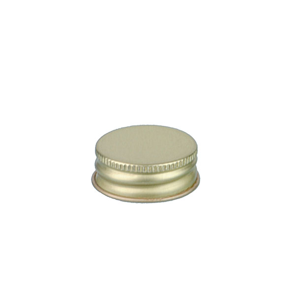 28-400 GOLD THREADS AND KNURLED EDGE TIN PLATE METAL SCREW CAP - PULP AND VINYL LINER