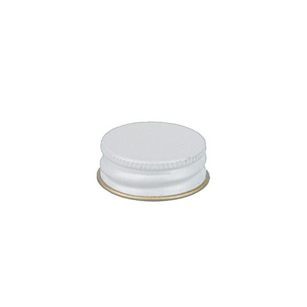 28-400 WHITE THREADS AND KNURLED EDGE TIN PLATE METAL SCREW CAP - PULP AND ALUMINUM LINER