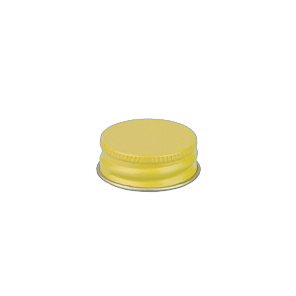 28-400 YELLOW THREADS AND KNURLED EDGE TIN PLATE METAL SCREW CAP - F217 LINER