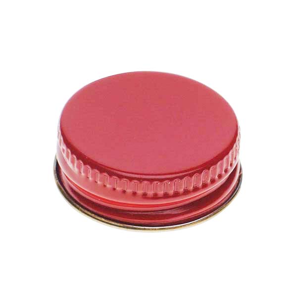 33-400 RED THREADS AND KNURLED EDGE TIN PLATE METAL SCREW CAP - F217 LINER