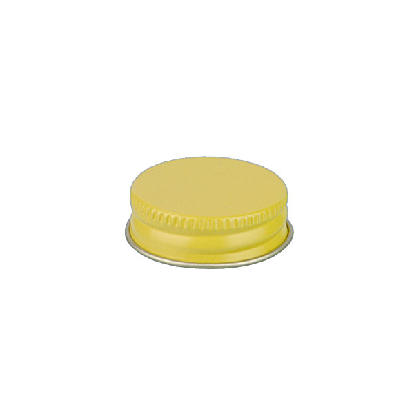 33-400 YELLOW THREADS AND KNURLED EDGE TIN PLATE METAL SCREW CAP - PULP AND POLY LINER