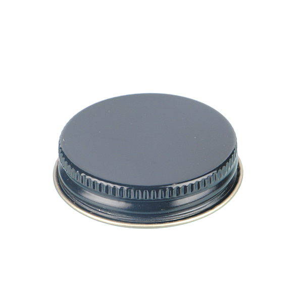 43-400 BLACK THREADS AND KNURLED EDGE TIN PLATE METAL SCREW CAP - PULP AND VINYL LINER