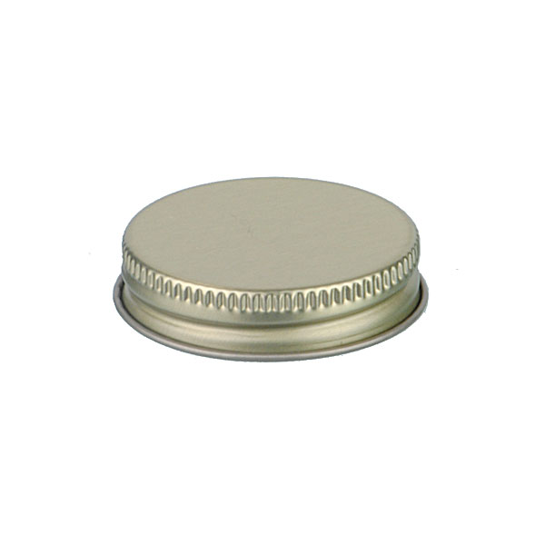 43-400 GOLD THREADS AND KNURLED EDGE TIN PLATE METAL SCREW CAP - PULP AND VINYL LINER