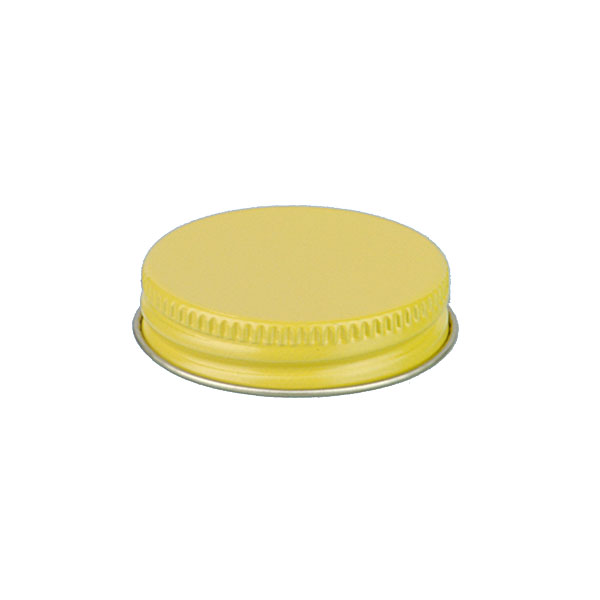 43-400 YELLOW THREADS AND KNURLED EDGE TIN PLATE METAL SCREW CAP - NO LINER