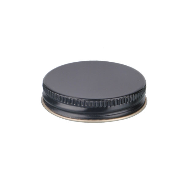 45-400 BLACK THREADS AND KNURLED EDGE TIN PLATE METAL SCREW CAP - PULP AND ALUMINUM LINER