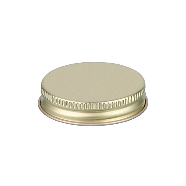 45-400 GOLD THREADS AND KNURLED EDGE TIN PLATE METAL SCREW CAP - PLASTISOL LINER