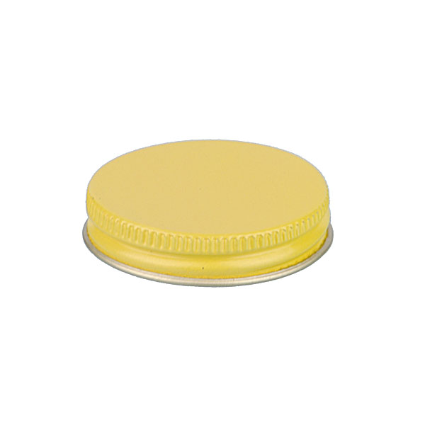 45-400 YELLOW THREADS AND KNURLED EDGE TIN PLATE METAL SCREW CAP - HS035 PRINTED "SFYP" LINER