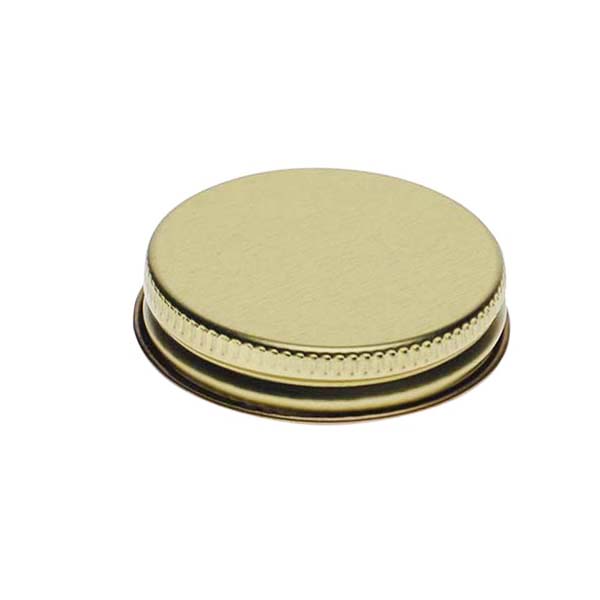 48-400 GOLD THREADS AND KNURLED EDGE TIN PLATE METAL SCREW CAP - PS22 PRINTED "SFYP" LINER