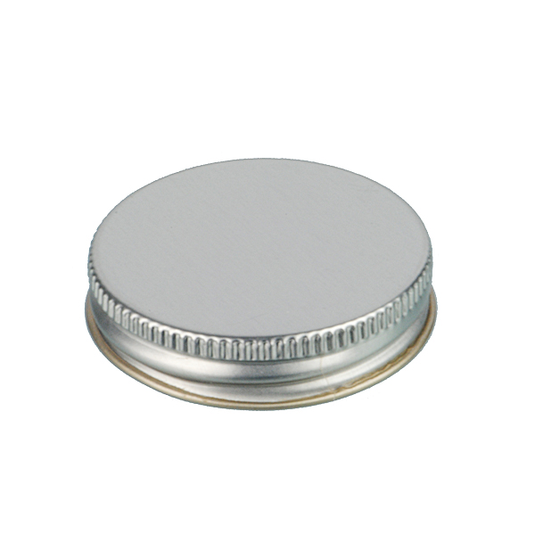 48-400 SILVER THREADS AND KNURLED EDGE TIN PLATE METAL SCREW CAP - PULP AND POLY LINER