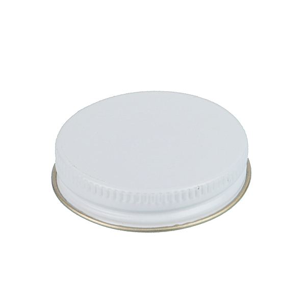 48-400 WHITE THREADS AND KNURLED EDGE TIN PLATE METAL SCREW CAP - F217 LINER