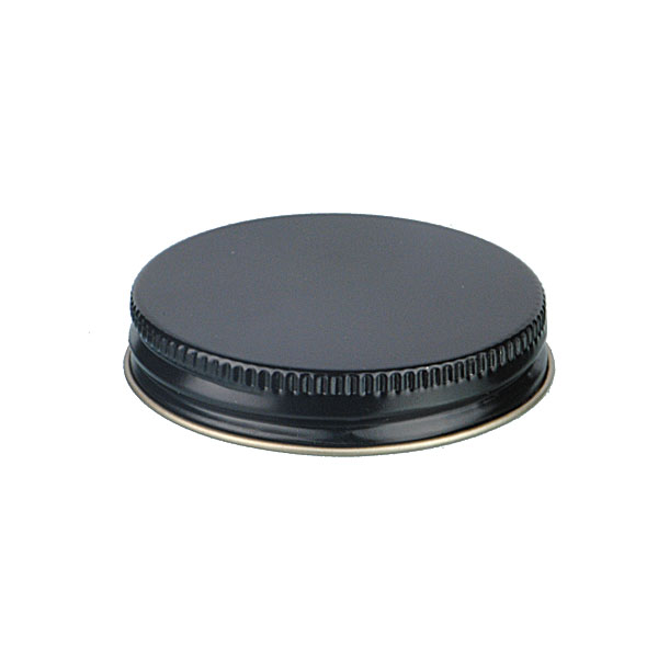 53-400 BLACK THREADS AND KNURLED EDGE TIN PLATE METAL SCREW CAP - PLASTISOL LINER