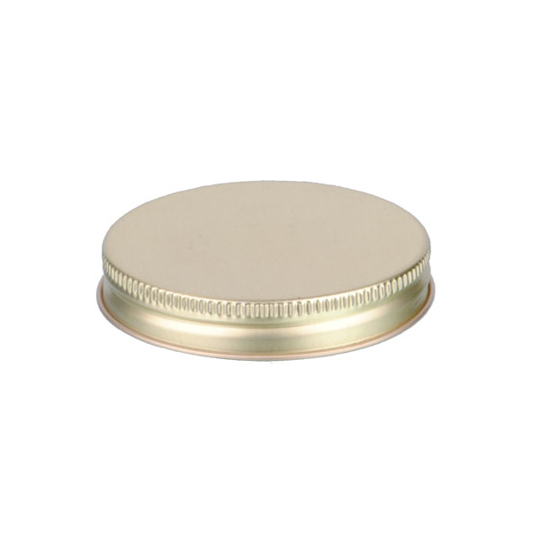 63-400 GOLD THREADS AND KNURLED EDGE TIN PLATE METAL SCREW CAP - PULP AND VINYL LINER