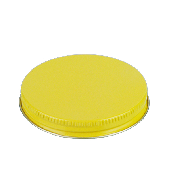 70-400 YELLOW THREADS AND KNURLED EDGE TIN PLATE METAL SCREW CAP - F217 LINER