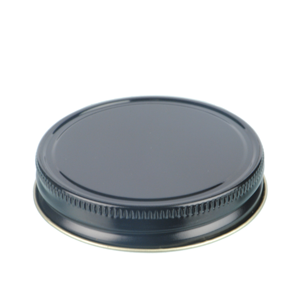 70-G BLACK THREADS AND KNURLED EDGE TIN PLATE METAL SCREW CAP - PULP AND POLY LINER