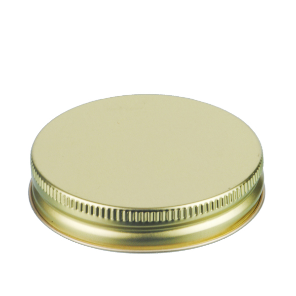 70-G GOLD THREADS AND KNURLED EDGE TIN PLATE METAL SCREW CAP - PLASTISOL LINER