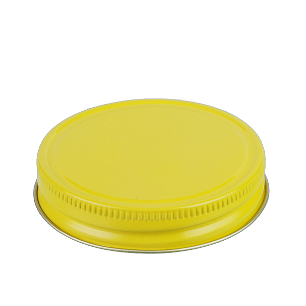 70-G YELLOW THREADS AND KNURLED EDGE TIN PLATE METAL SCREW CAP - PULP AND POLY LINER