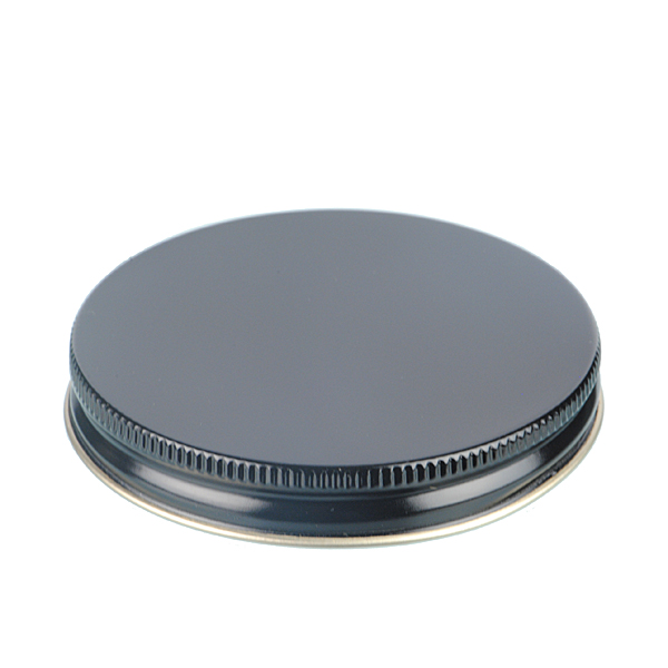 83-400 BLACK THREADS AND KNURLED EDGE TIN PLATE METAL SCREW CAP - PLASTISOL LINER