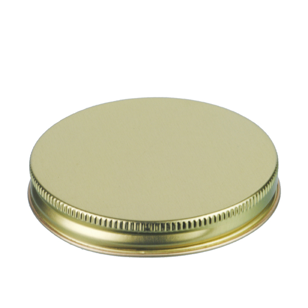 83-400 GOLD THREADS AND KNURLED EDGE TIN PLATE METAL SCREW CAP - PULP AND POLY LINER