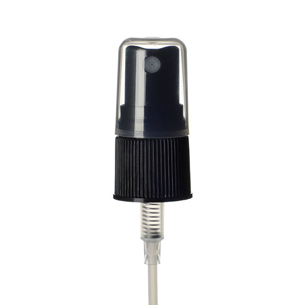 18-415 BLACK RIB SIDE FINE MIST SPRAYER WITH CLEAR ROUND HOOD - 0.14 OR 0.16ML OUTPUT