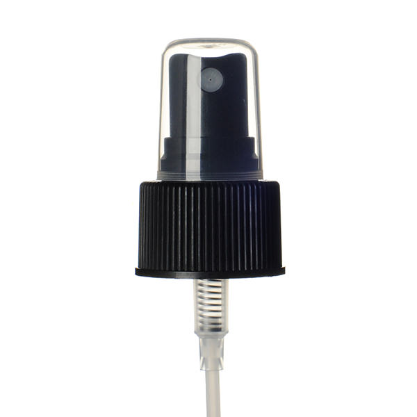 24-410 BLACK RIB SIDE MARK VI FINE MIST SPRAYER WITH CLEAR ROUND HOOD - 0.14ML OR 0.16ML OUTPUT
