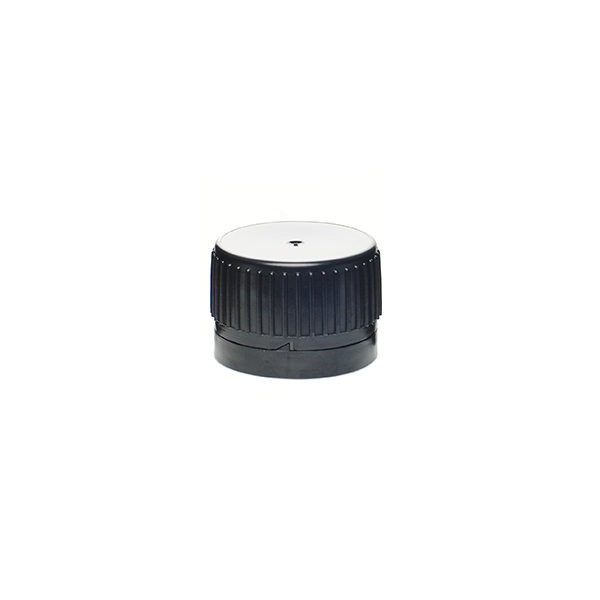PP28 BLACK HDPE FINE RIB TAMPER EVIDENT CAP ASSEMBLED WITH 19.4 LDPE POURING LIP INSERT-detail image