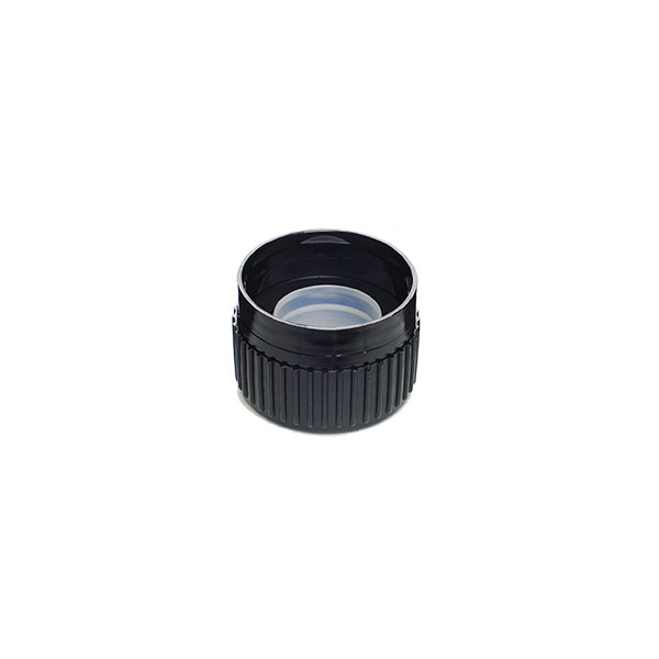 PP28 BLACK HDPE FINE RIB TAMPER EVIDENT CAP ASSEMBLED WITH 19.4 LDPE POURING LIP INSERT-detail image