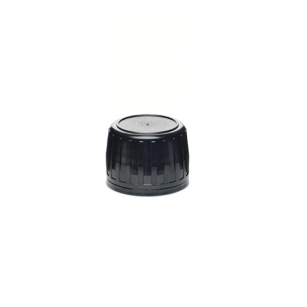 PP28 BLACK HDPE LARGE RIB TAMPER EVIDENT CAP ASSEMBLED WITH 19.4MM LDPE POURING LIP INSERT-detail image