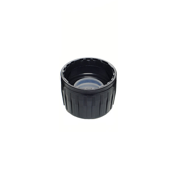 PP28 BLACK HDPE LARGE RIB TAMPER EVIDENT CAP ASSEMBLED WITH 19.4MM LDPE POURING LIP INSERT-detail image