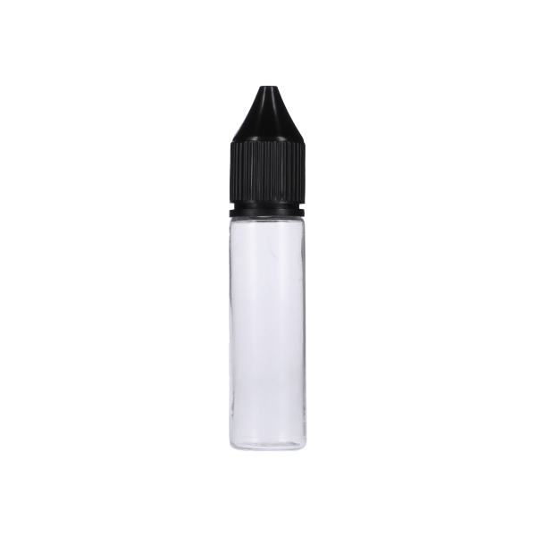 20ML CLEAR PET UNICORN BOTTLE WITH BLACK CR TAMPER EVIDENT BREAK-OFF BAND CLOSURE