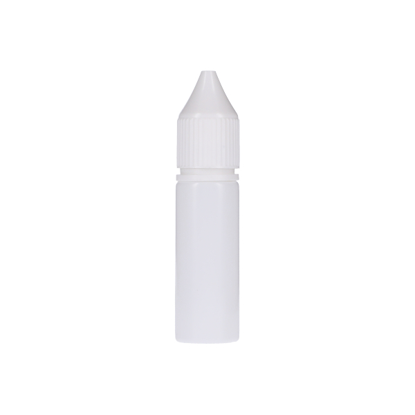  15ML WHITE PET UNICORN BOTTLE WITH WHITE CR TAMPER EVIDENT BREAK-OFF BAND CLOSURE