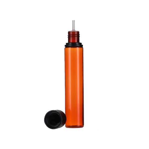 30ML TRANSLUCENT AMBER PET UNICORN BOTTLE WITH BLACK CR TAMPER EVIDENT BREAK-OFF BAND CLOSURE-detail image