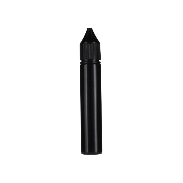 30ML BLACK PET UNICORN BOTTLE WITH BLACK CR TAMPER EVIDENT BREAK-OFF BAND CLOSURE
