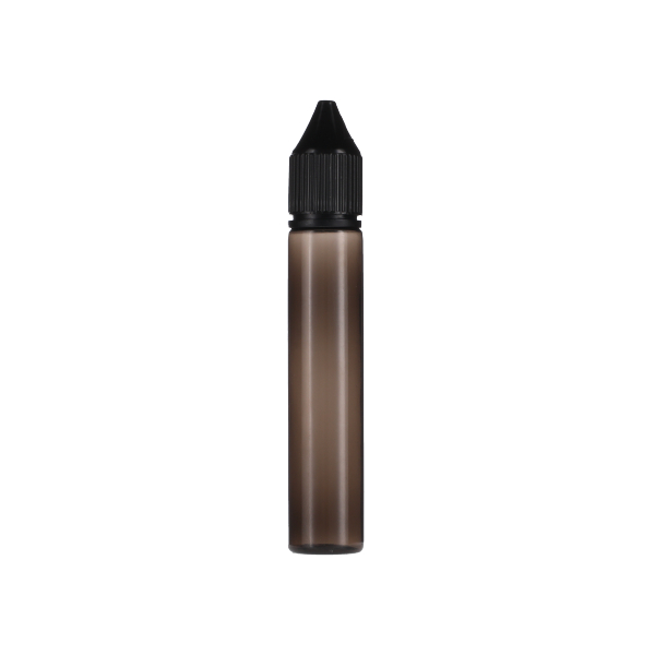 30ML TRANSLUCENT BLACK PET UNICORN BOTTLE WITH BLACK CR TAMPER EVIDENT BREAK-OFF BAND CLOSURE
