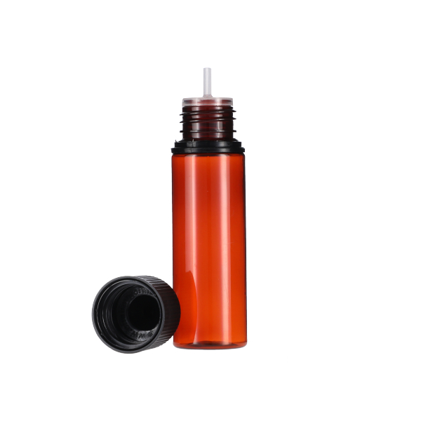 50ML TRANSLUCENT AMBER PET UNICORN BOTTLE WITH BLACK CR TAMPER EVIDENT BREAK-OFF BAND CLOSURE-detail image